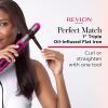 imageREVLON Perfect Match Flat Iron  Hair Curler and Hair Straightener with Triple OilInfused Ceramic Plates to Reduce Damage Restore Natural Moisture and Shine