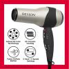 imageREVLON Turbo Hair Dryer with Advanced Ionic Technology Ceramic Coating  Turbo Heat and Cold Shot Features 1875 Watts for Fast Drying and Shine SilverGrey