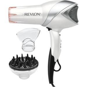 imageREVLON Infrared Hair Dryer with Diffuser  Ionic Blow Dryer Diffuser and Concentrator Infrared Heat Technology to Prevent OverDrying for Shiny Soft Hair with Natural Moisture White