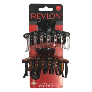 imageREVLON Strong Hold Hair Claw Clips BrownBlack 2 CountBlack and Brown