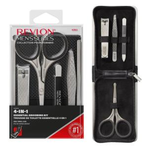 imageRevlon Revlon Mens Grooming Kit 5Piece Travel Essentials Set Includes Nail Clippers Scissors File Tweezers and Carrying Case Stainless Steel 1 Pack