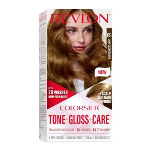imageRevlon ColorSilk Tone  Gloss  Care Demi Permanent Hair Color Dye Kit with LeaveIn Scalp and Haircare Serum 2x Shinier 4x Stronger 5RR Medium Red 45 fl oz6G Light Golden Brown