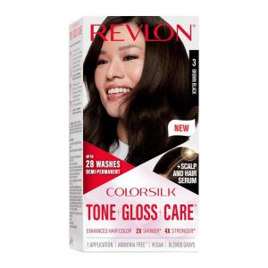 imageRevlon ColorSilk Tone  Gloss  Care Demi Permanent Hair Color Dye Kit with LeaveIn Scalp and Haircare Serum 2x Shinier 4x Stronger 5RR Medium Red 45 fl oz3 Brown Black