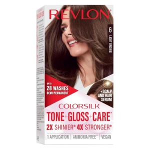 imageRevlon ColorSilk Tone  Gloss  Care Demi Permanent Hair Color Dye Kit with LeaveIn Scalp and Haircare Serum 2x Shinier 4x Stronger 5RR Medium Red 45 fl oz6 Light Brown