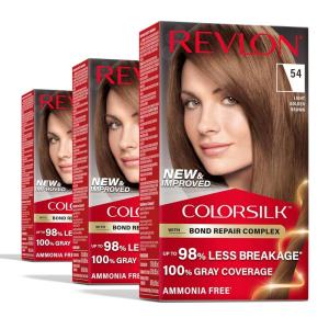 imageRevlon ColorSilk with Bond Repair Complex Brown Permanent Hair Color 100 Gray Coverage Ammonia Free Hair Dye Vegan Keratin 40 Medium Ash Brown Pack of 354 Light Golden Brown