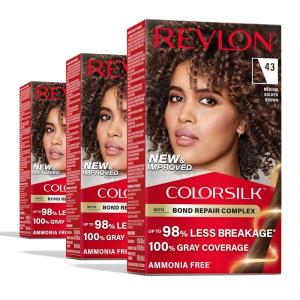 imageRevlon ColorSilk with Bond Repair Complex Brown Permanent Hair Color 100 Gray Coverage Ammonia Free Hair Dye Vegan Keratin 40 Medium Ash Brown Pack of 343 Medium Golden Brown