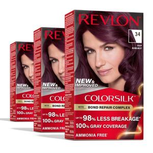 imageRevlon ColorSilk with Bond Repair Complex Burgundy Permanent Hair Color 100 Gray Coverage Ammonia Free Hair Dye Vegan Keratin 48 Burgundy Pack of 334 Deep Burgundy