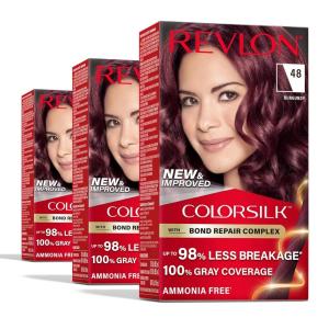 imageRevlon ColorSilk with Bond Repair Complex Burgundy Permanent Hair Color 100 Gray Coverage Ammonia Free Hair Dye Vegan Keratin 48 Burgundy Pack of 348 Burgundy