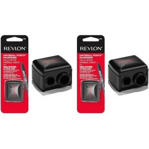 imageRevlon Universal Points Sharpener Makeup Sharpener for Wooden and Plastic Makeup Pencils Fits Small to Large Pencils Easy to Clean 2 PackPack of 1 Pack of 2