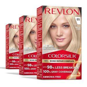 imageRevlon ColorSilk with Bond Repair Complex Blonde Permanent Hair Color 100 Gray Coverage Ammonia Free Hair Dye Vegan Keratin 71 Golden Blonde Pack of 305 Ultra Light Ash Blonde