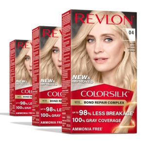 imageRevlon ColorSilk with Bond Repair Complex Blonde Permanent Hair Color 100 Gray Coverage Ammonia Free Hair Dye Vegan Keratin 71 Golden Blonde Pack of 304 Ultra Light Natural Blonde