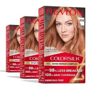imageRevlon ColorSilk with Bond Repair Complex Blonde Permanent Hair Color 100 Gray Coverage Ammonia Free Hair Dye Vegan Keratin 71 Golden Blonde Pack of 385B Strawberry Blonde