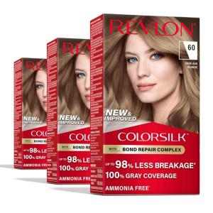 imageRevlon ColorSilk with Bond Repair Complex Blonde Permanent Hair Color 100 Gray Coverage Ammonia Free Hair Dye Vegan Keratin 71 Golden Blonde Pack of 360 Dark Ash Blonde