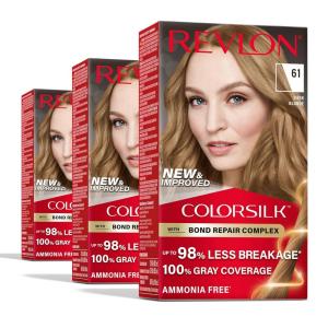 imageRevlon ColorSilk with Bond Repair Complex Blonde Permanent Hair Color 100 Gray Coverage Ammonia Free Hair Dye Vegan Keratin 71 Golden Blonde Pack of 361 Dark Blonde