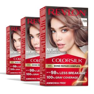 imageRevlon ColorSilk with Bond Repair Complex Blonde Permanent Hair Color 100 Gray Coverage Ammonia Free Hair Dye Vegan Keratin 71 Golden Blonde Pack of 372B Mushroom Blonde