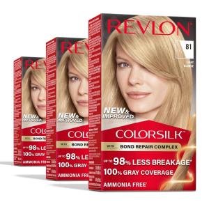 imageRevlon ColorSilk with Bond Repair Complex Blonde Permanent Hair Color 100 Gray Coverage Ammonia Free Hair Dye Vegan Keratin 71 Golden Blonde Pack of 381 Light Blonde