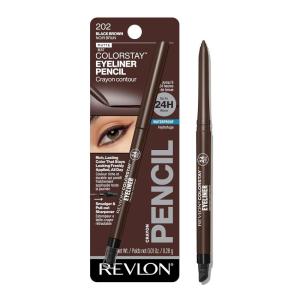 imageRevlon ColorStay Pencil Waterproof Eyeliner SmudgeProof Eye Makeup with BuiltIn Sharpener 202 Black Brown 001 ozBlack Brown