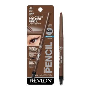 imageRevlon ColorStay Pencil Waterproof Eyeliner SmudgeProof Eye Makeup with BuiltIn Sharpener 202 Black Brown 001 ozBrown
