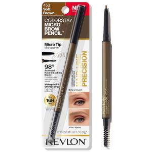 imageRevlon ColorStay Micro Eyebrow Pencil with Built In Spoolie Brush Infused with Argan and Marula Oil Waterproof Smudgeproof 456 Dark Brown 0003 ozSoft Brown