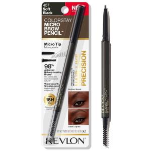 imageRevlon ColorStay Micro Eyebrow Pencil with Built In Spoolie Brush Infused with Argan and Marula Oil Waterproof Smudgeproof 456 Dark Brown 0003 ozSoft Black