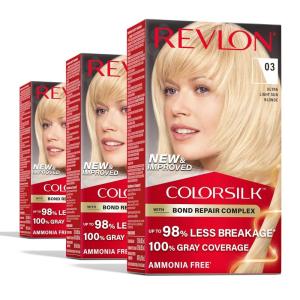 imageRevlon ColorSilk with Bond Repair Complex Blonde Permanent Hair Color 100 Gray Coverage Ammonia Free Hair Dye Vegan Keratin 71 Golden Blonde Pack of 303 Ultra Light Sun Blonde